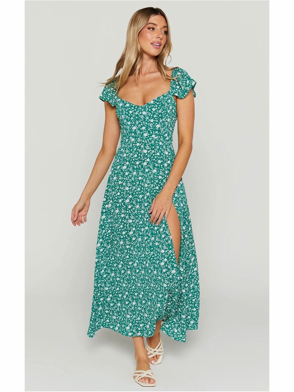 Showpo. Donissa Green Floral Midi Dress